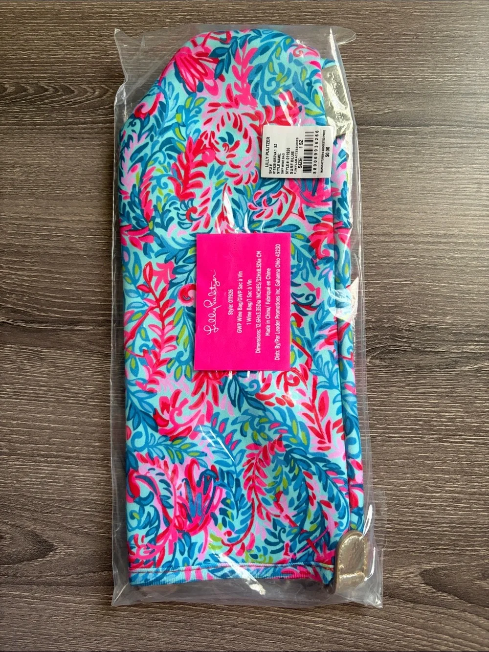 NWT Lilly Pulitzer Wine Bag Surf Blue Flim Flam